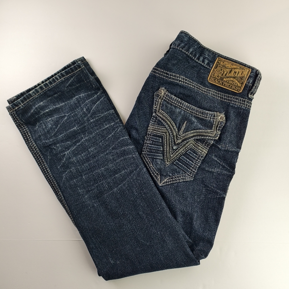 WRONG SIZE Affliction Premium Gage Jeans Denim Signature Stitch Details 36